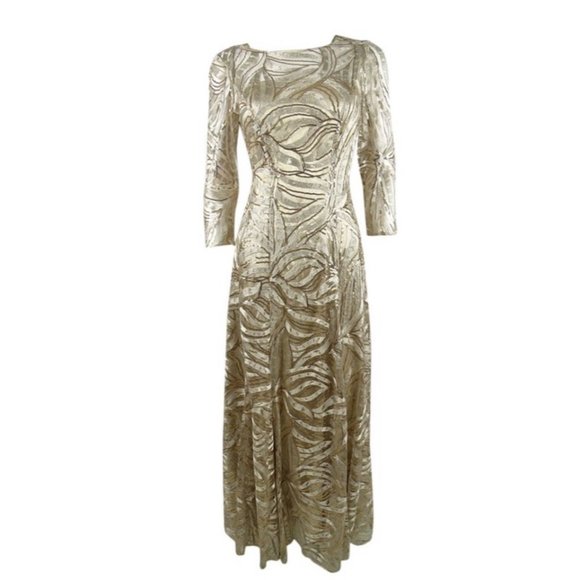Tahari ASL Women's Embellished Sequin Gown (2, Champagne) Size 10 - Picture 1 of 6